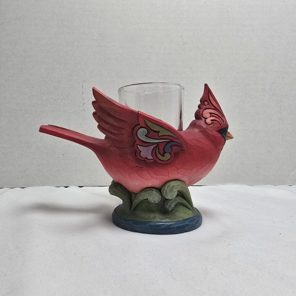 Jim Shore Heartwood Creek Cardinal with Tea Light/Votive Holder 4022565 Enesco